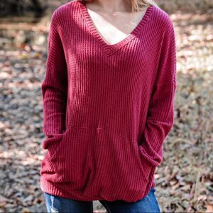 Waffle Knit Kangaroo Top
